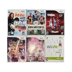 Wii Bundle Shaun White Snowboarding Nba2k13 FIFA Soccer 10 Barbie Pups Fit Cheer